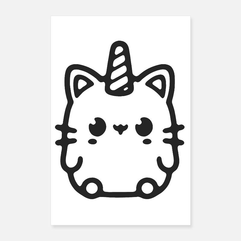 Dessin au trait de la petite licorne Poster 60 x 90 cm