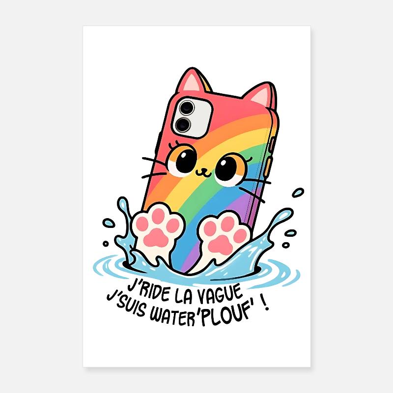Waterplouf Katze Handy! Poster 60x90 cm