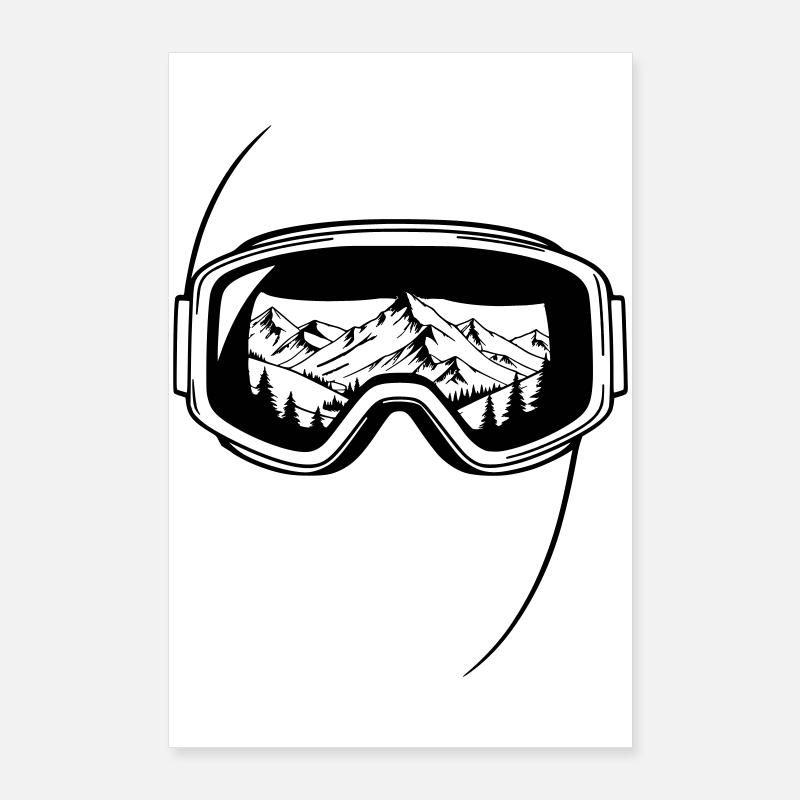 Graphisme des lunettes de ski en vue du sommet Poster 60 x 90 cm