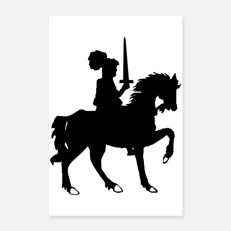 Chevalier avec épée et cheval Poster 60 x 90 cm