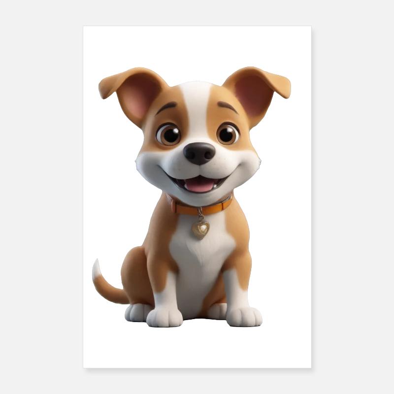 Süßes Hündchen mit Herzchen Poster 60x90 cm