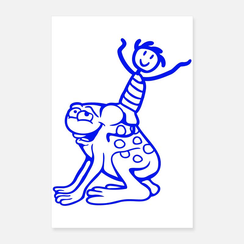 2 Friends Frog Boy Riding Team Toad Funny Poster 24" x 35" (60x90 cm)