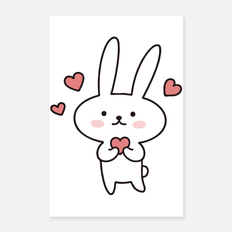 Cute bunny with hearts: Cute to fall in love with! Poster 24" x 35" (60x90 cm)