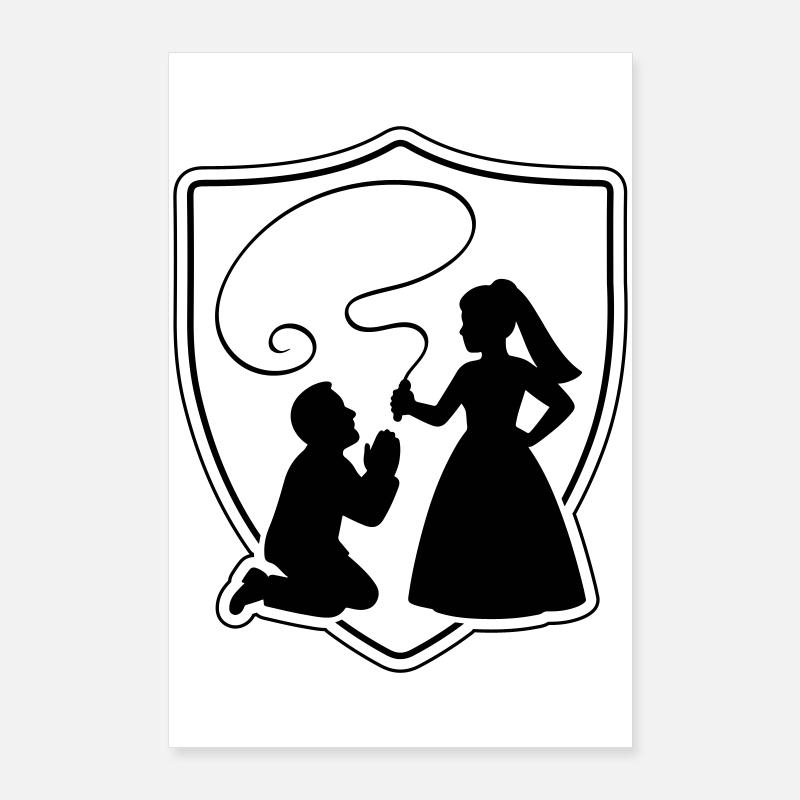 Wedding Bride and groom Couple silhouette Poster 24" x 35" (60x90 cm)