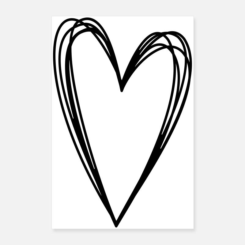 Herz Scribble Doodle gekritzel Symbol Liebe Poster 60x90 cm