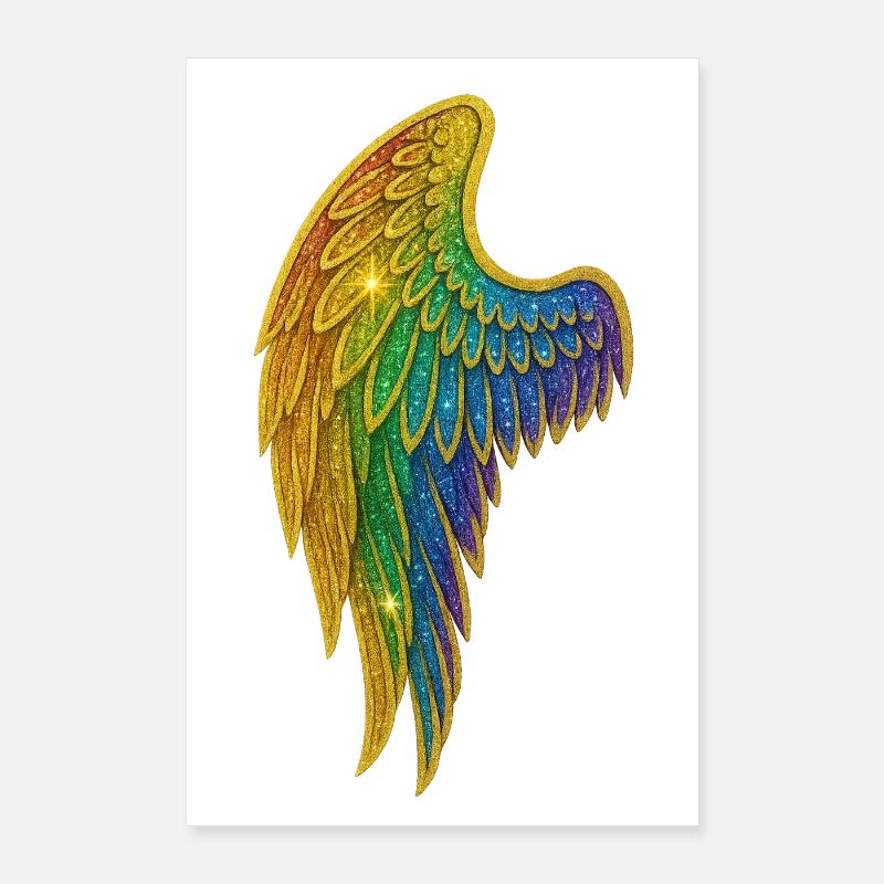 Regenbogen Glitzer Flügel Poster 60x90 cm