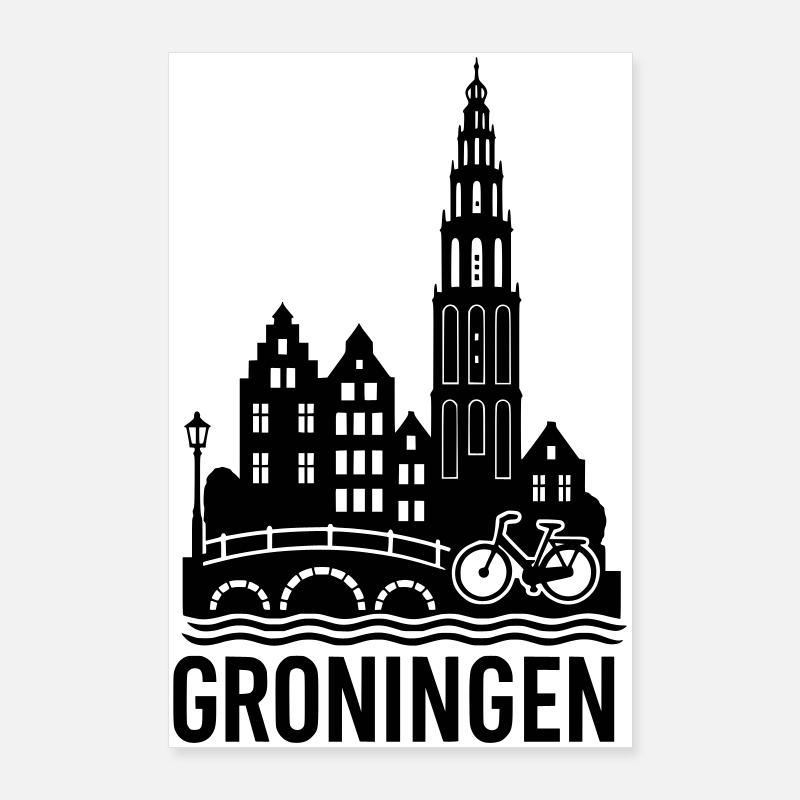 Silhouette de Groningue Poster 60 x 90 cm