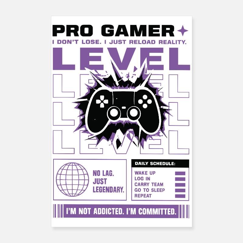 Conception de manettes Pro Gamer Level Up Poster 60 x 90 cm
