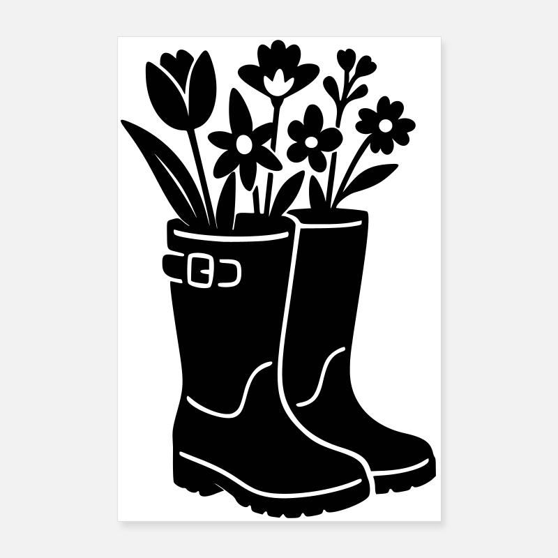 Spring boots with flowers Poster 24" x 35" (60x90 cm)