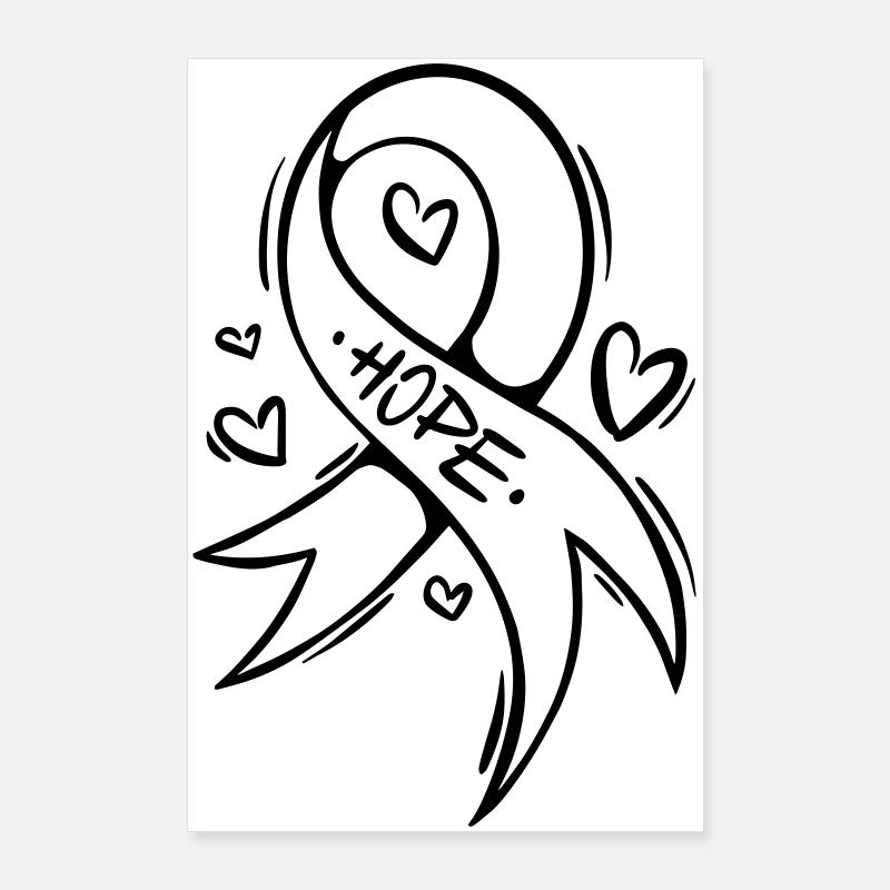 Cœur en boucle cancéreuse Hope Poster 60 x 90 cm