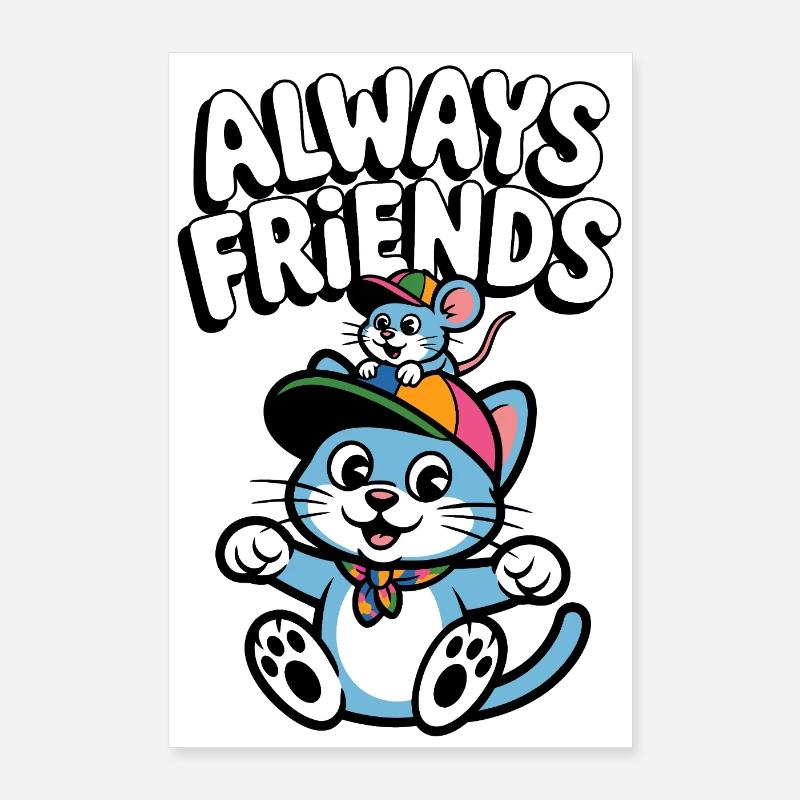 Katze und Maus Freundschaft Poster 60x90 cm