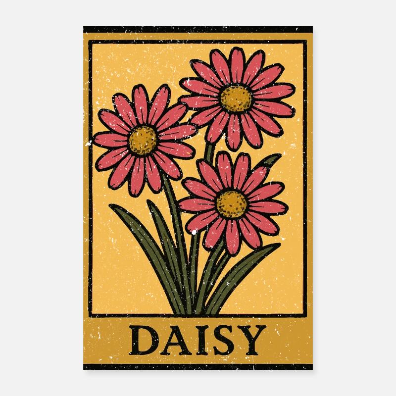 Daisy Trio Geblümter Rahmen Poster 40x60 cm