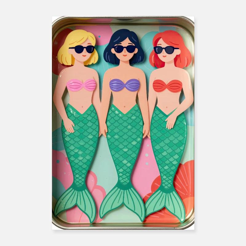 Trois sirènes dans une boîte Poster 40 x 60 cm