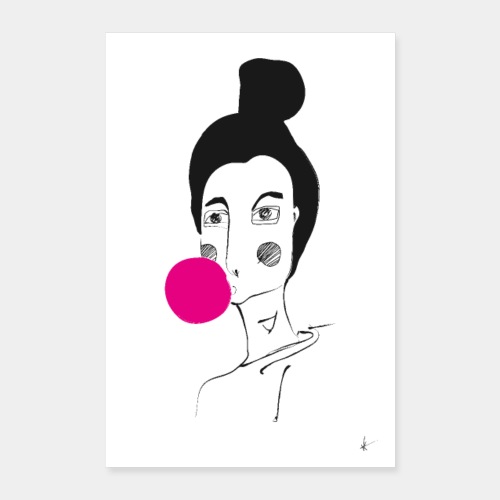 bubblegum - pink - art poster - Poster 16 x 24 (40x60 cm)