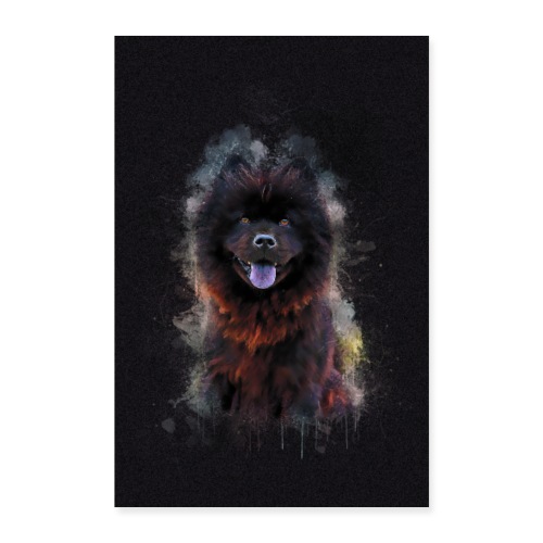 Black chow chow chiot watercolor -by- Wyll Fryd - Poster 40 x 60 cm