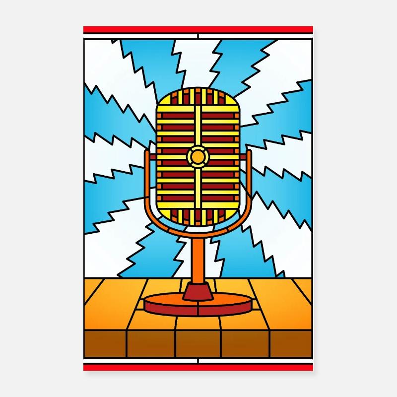 Retro-Mikrofon-Buntglas Poster 40x60 cm