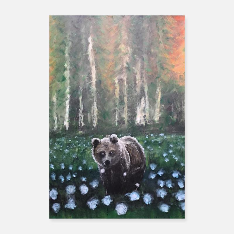 Bär in verschneiter Waldszene Poster 40x60 cm