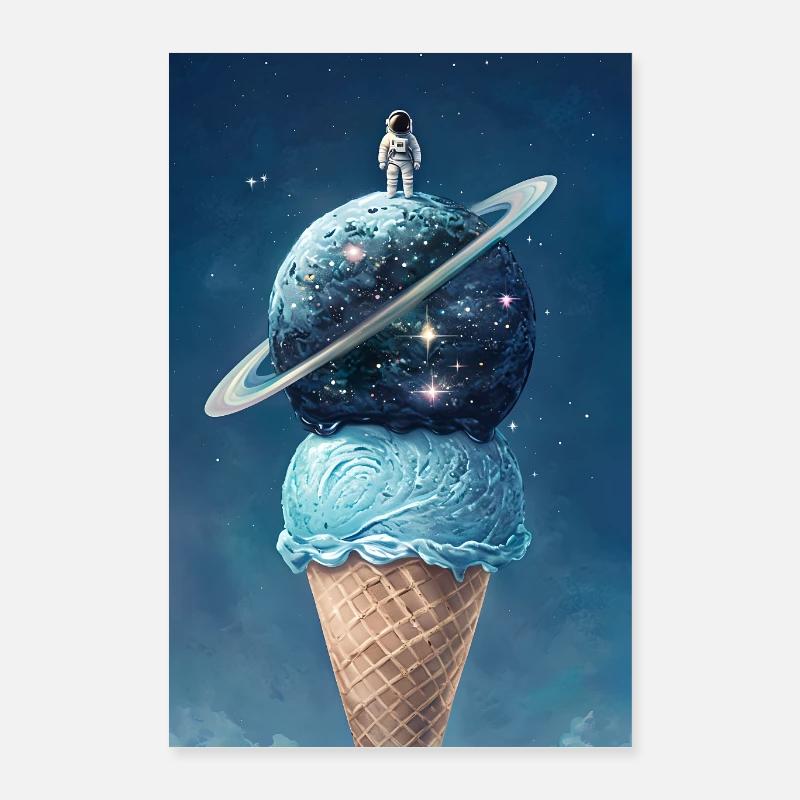 Glace spatiale et astronaute au sommet Poster 40 x 60 cm