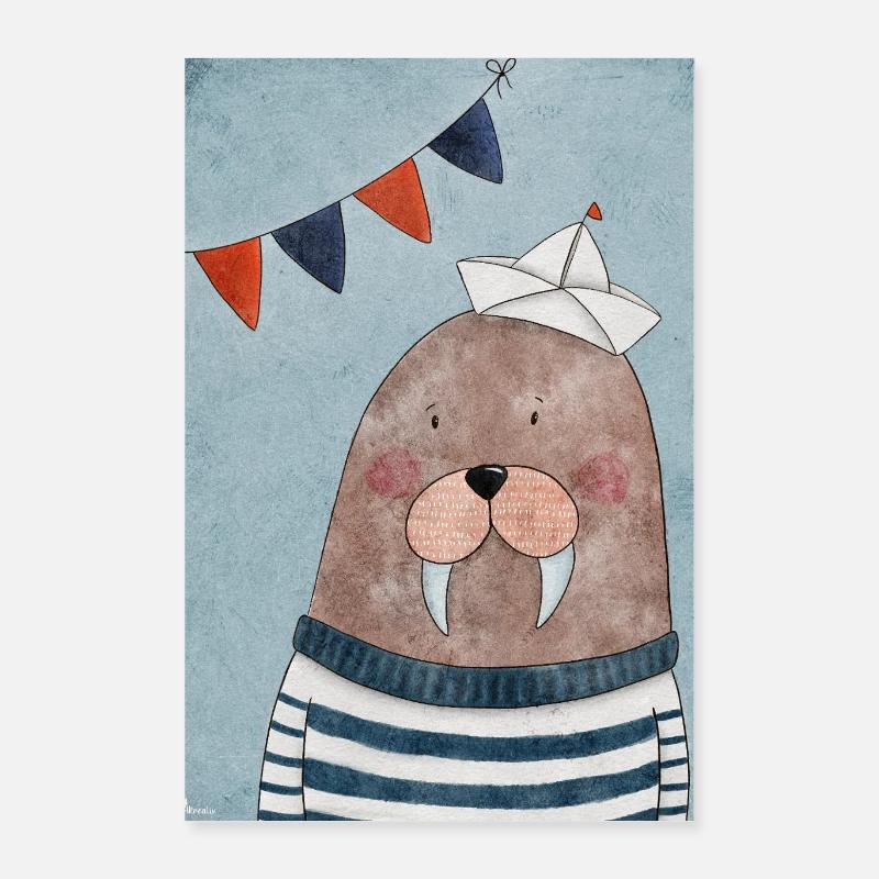 Maritime Walrus Captain Poster 16" x 24" (40x60 cm)