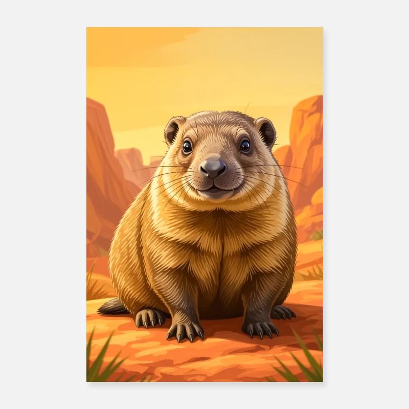 Jupe de bande dessinée mignonne réaliste Hyrax Poster 40 x 60 cm