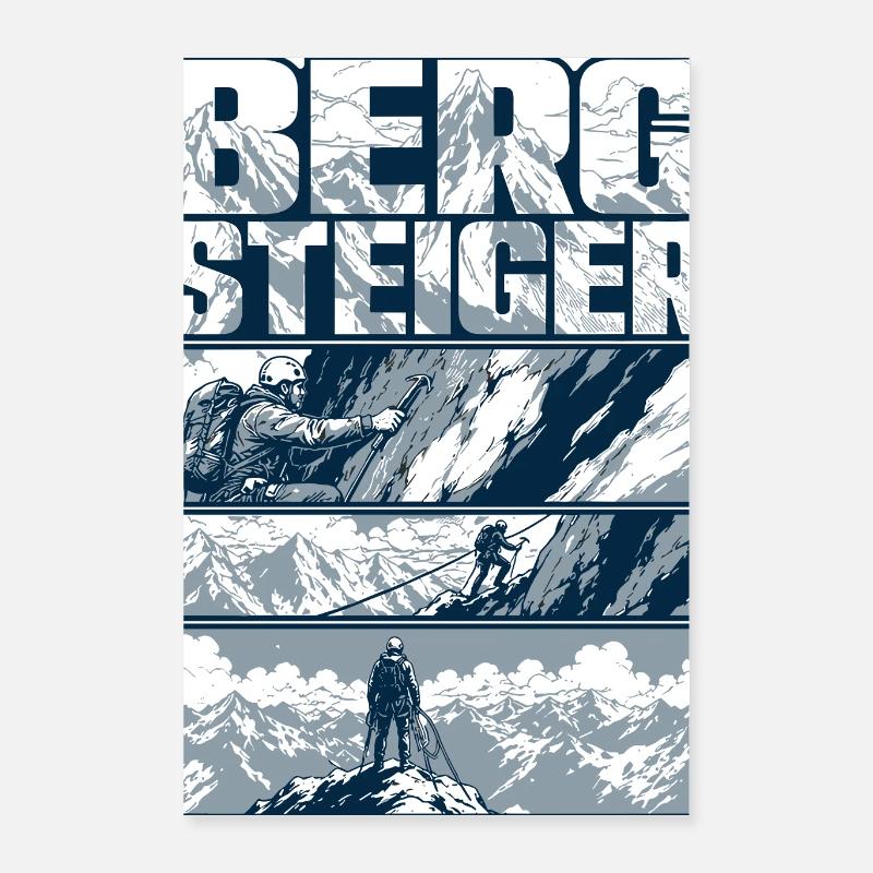Bergsteiger Gipfelsturm Retro Poster 40x60 cm