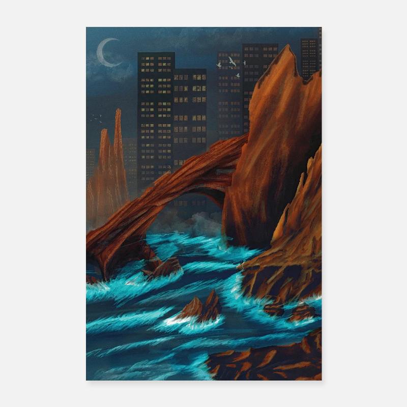 Roca Marina Nocturna Poster 40x60 cm