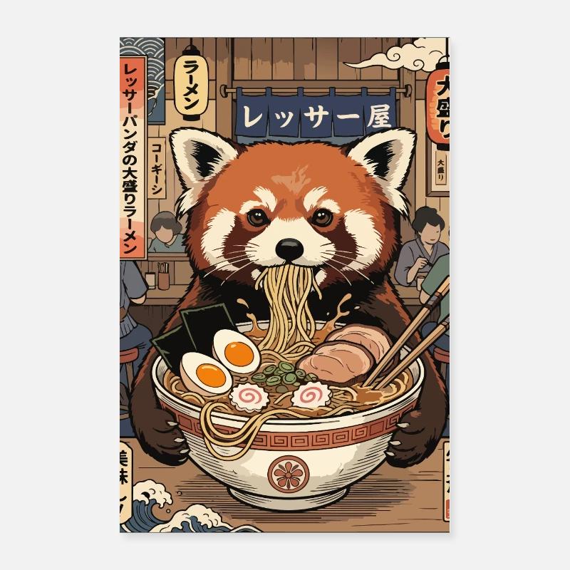 Red Panda Ramen Feast Poster 16" x 24" (40x60 cm)