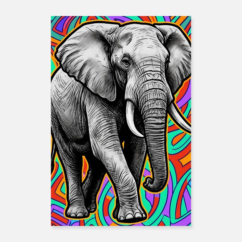 éléphant Poster 40 x 60 cm