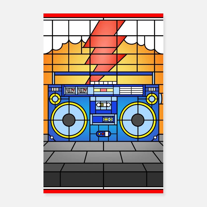 Conception de boombox en vitrail Poster 40 x 60 cm