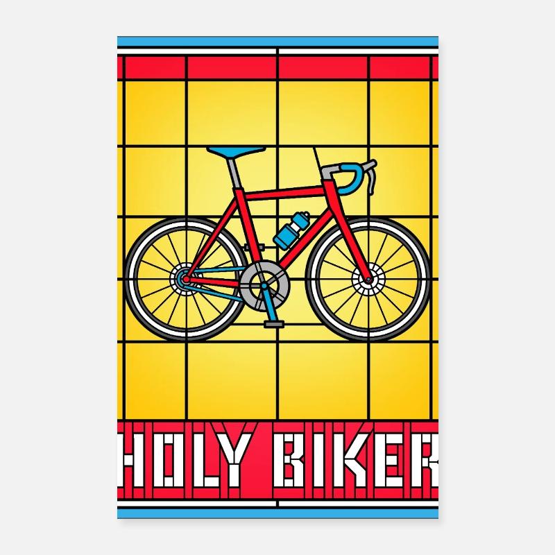 Holy Biker Stained Glass Bicycle Poster 16" x 24" (40x60 cm)