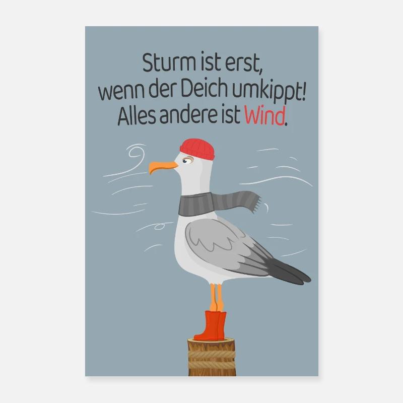 Norddeutscher Humor Deich Sturm Wind Spruch Poster 40x60 cm