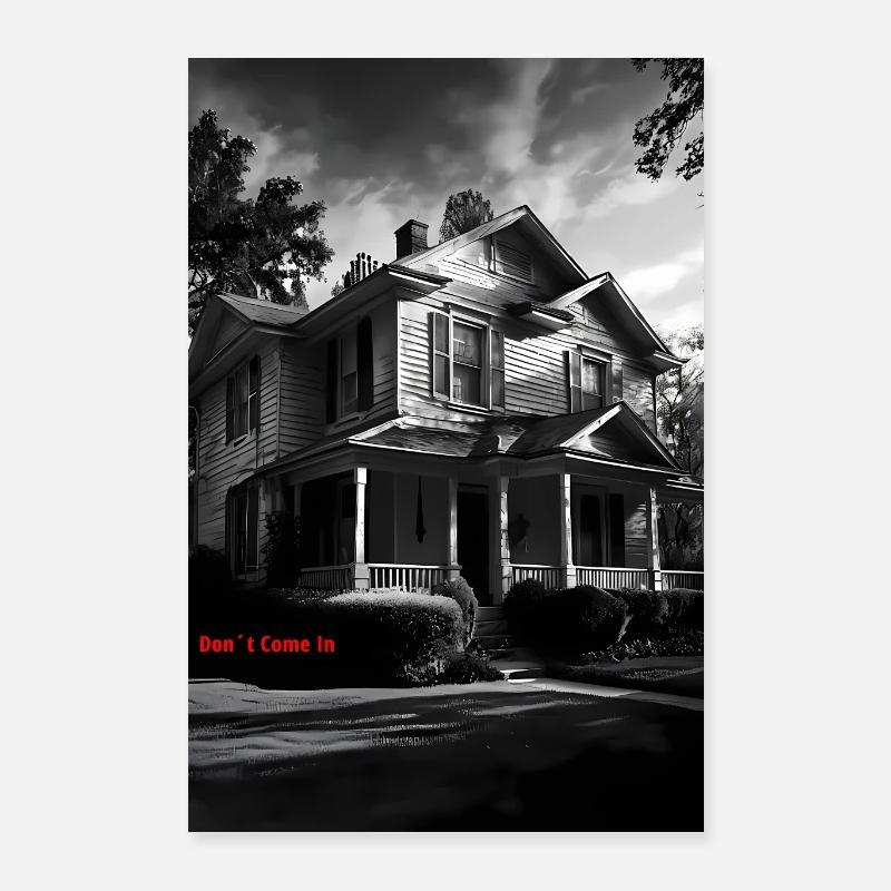 Don't Come In – Gothic Horror House Sketch Poster 40x60 cm