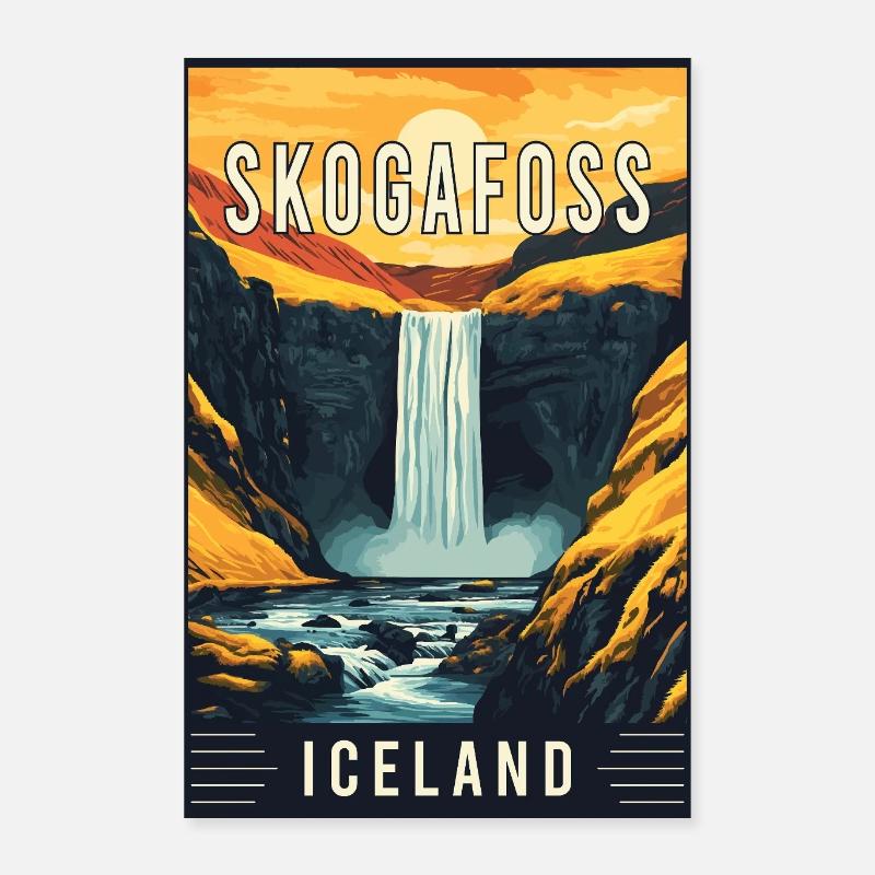 Découvrez la majestueuse cascade de Skogafoss en Islande Poster 40 x 60 cm