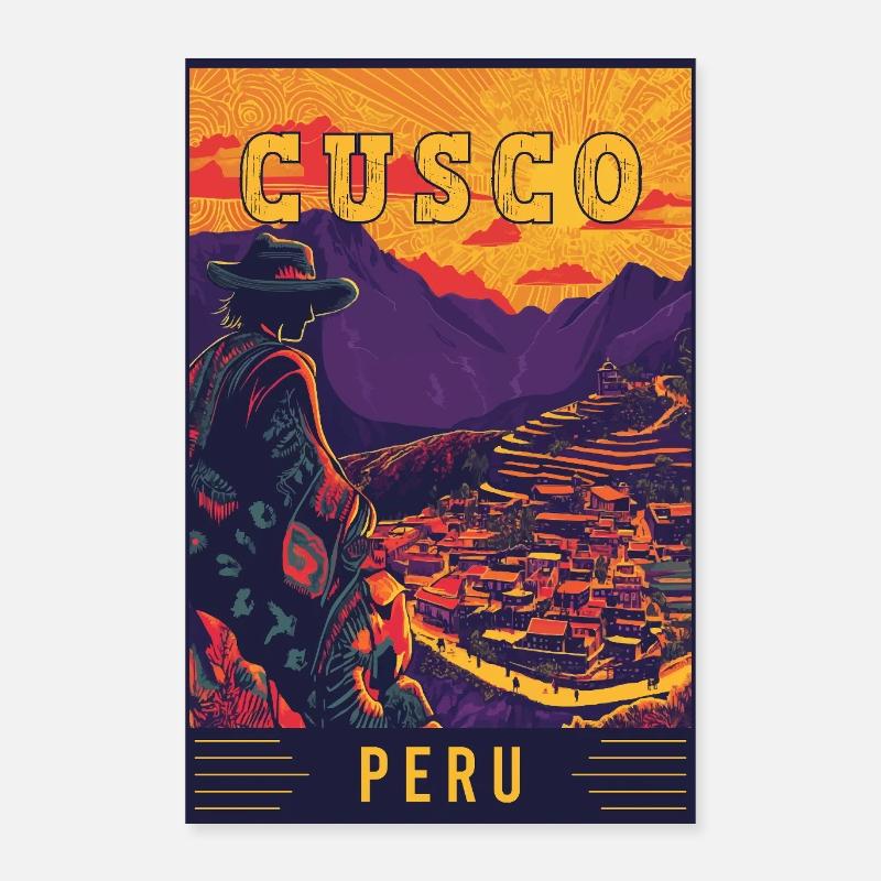 Découvrez la vibrante Cusco au Pérou - Art du voyage Poster 40 x 60 cm