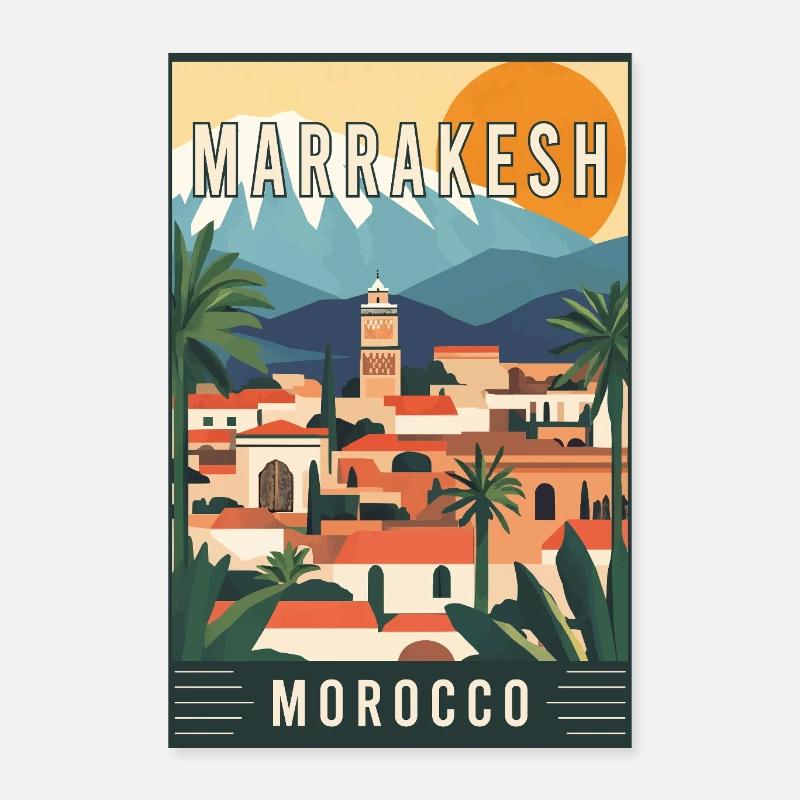 Découvrez les souks vibrants de Marrakech au Maroc Poster 40 x 60 cm