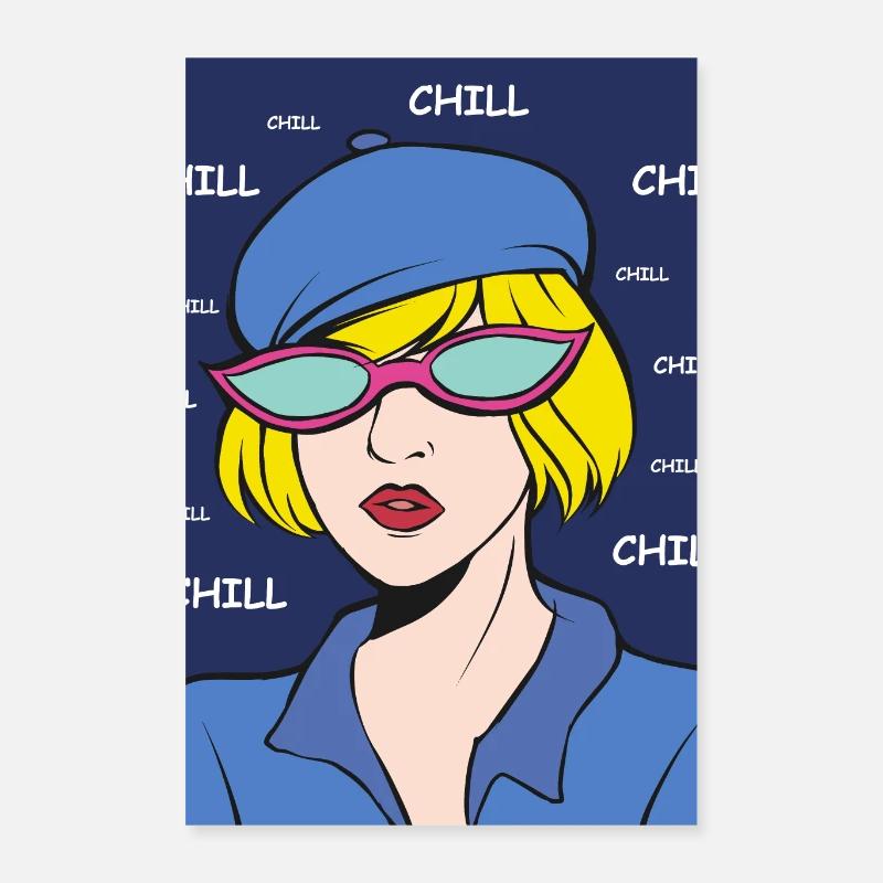 Chill Pop Art Lady Poster 40 x 60 cm
