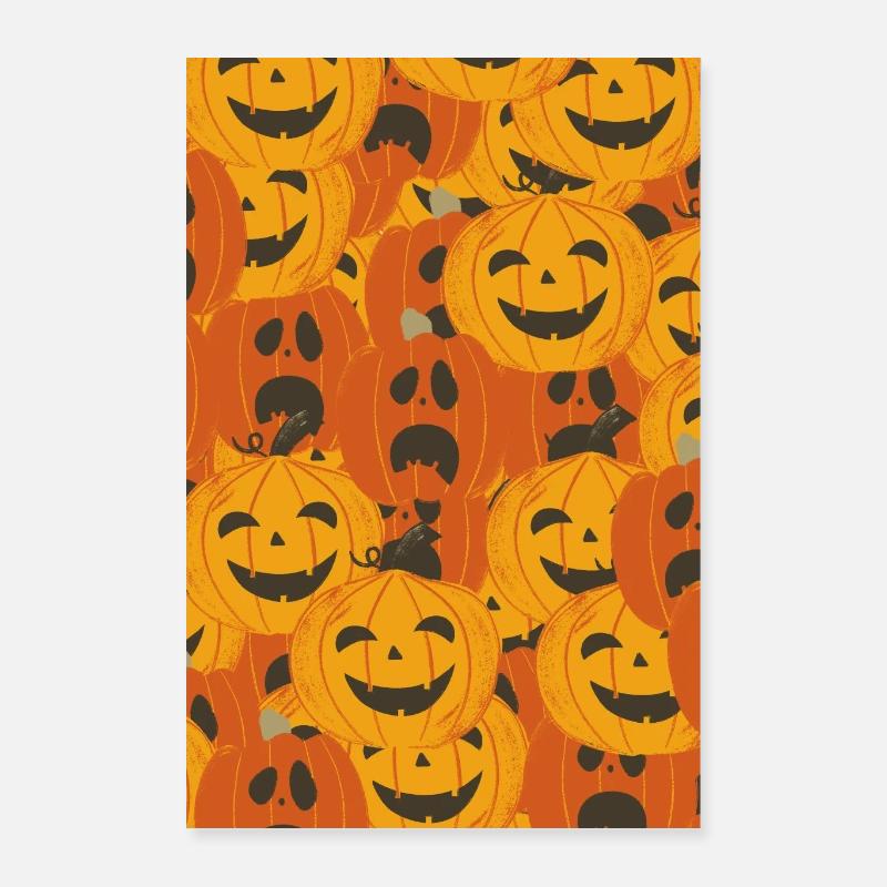 Spooky Pumpkins Halloween Pattern Poster 16" x 24" (40x60 cm)