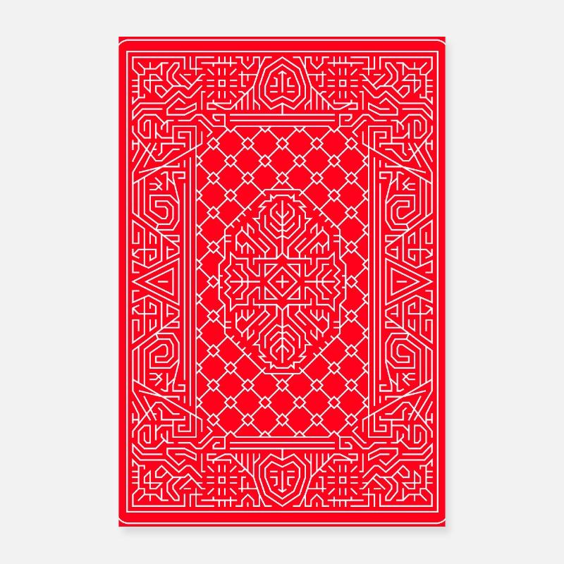 Geometric Playing Card Vector Art Red Poster 16" x 24" (40x60 cm)