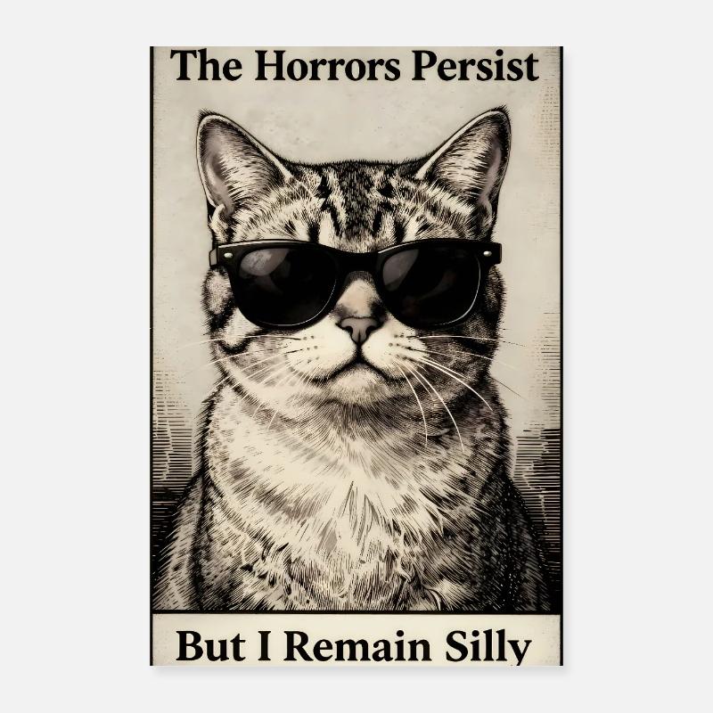 Chat drôle aux lunettes de soleil Les horreurs persistent Poster 40 x 60 cm