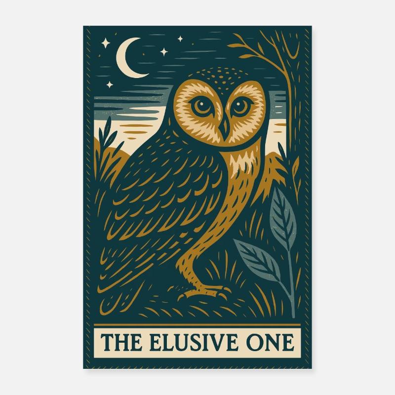 Mystic Owl Under Night Sky Poster 16" x 24" (40x60 cm)