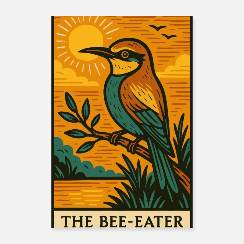 L’illustration du coucher de soleil du guêpier Poster 40 x 60 cm