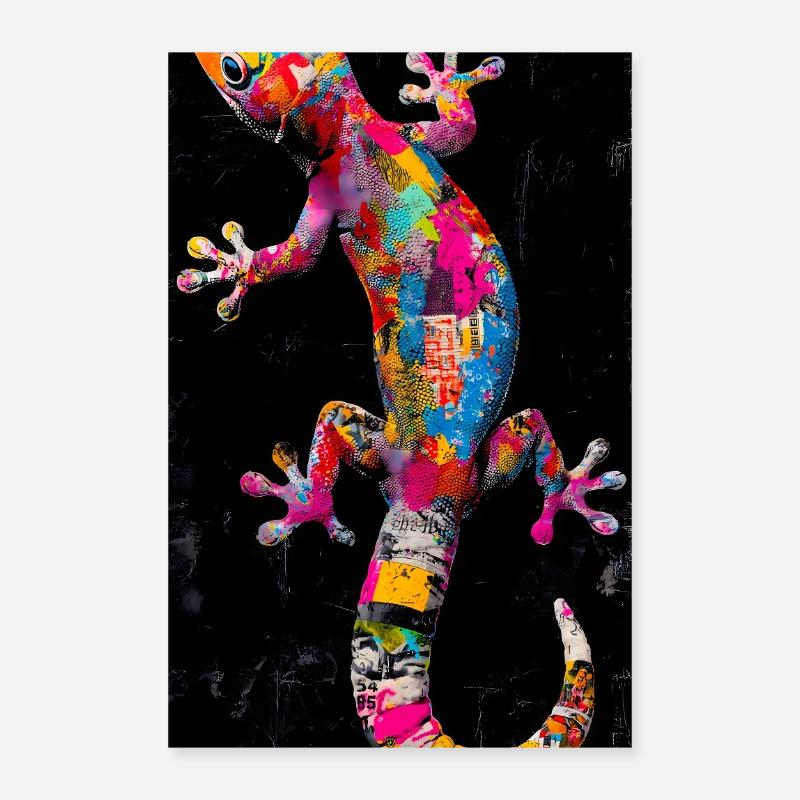 Gecko - Poster 40 x 60 cm - blanc