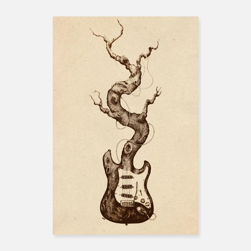 guitare - Poster 40 x 60 cm - blanc