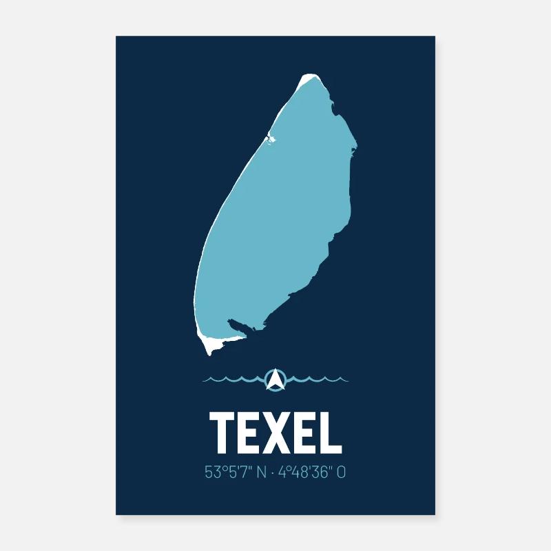 Texel | Conception d'affiche | carte - Poster 40 x 60 cm - blanc