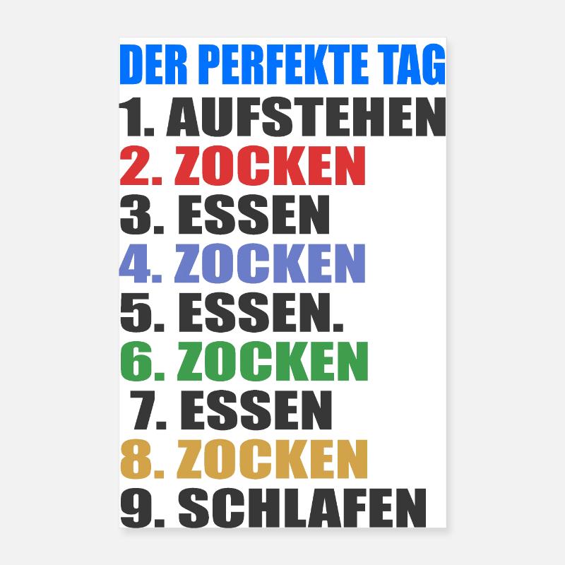 Der perfekte Tag zocken Gamer Geschenk Poster 40x60 cm