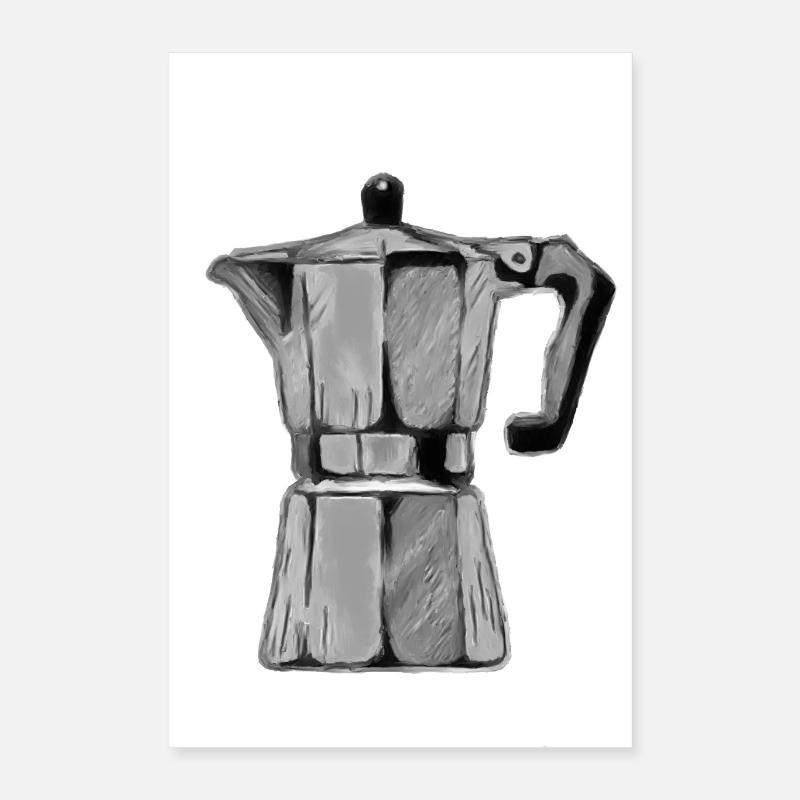 MokaPot Sketch Grey Poster 16" x 24" (40x60 cm)