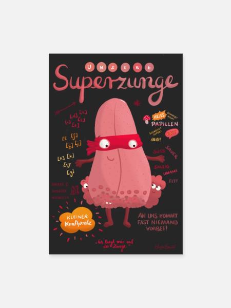Superzunge *Anatomy Cartoon Art* - Poster 40x60 cm - Weiß - Vorne
