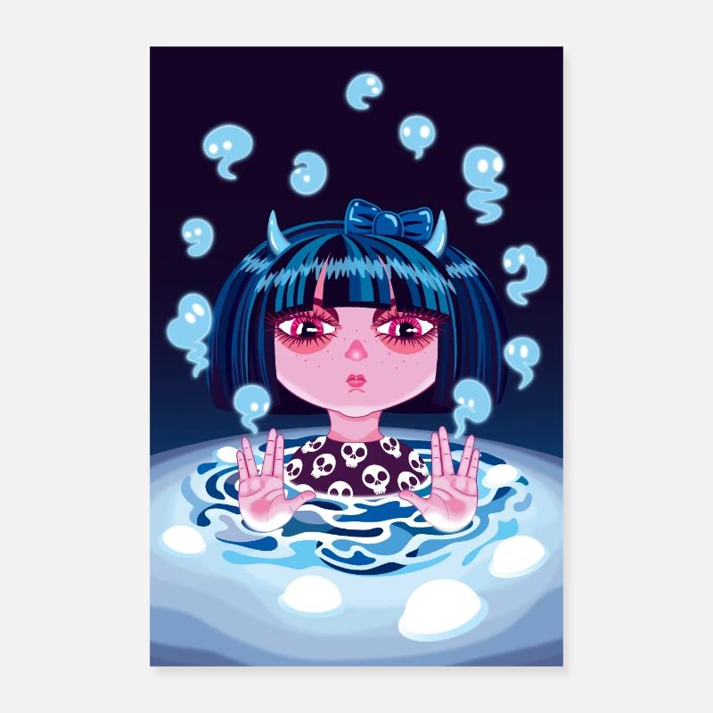 pastel Goth kawaii witch devilish ghosts - Poster 16" x 24" (40x60 cm) - white