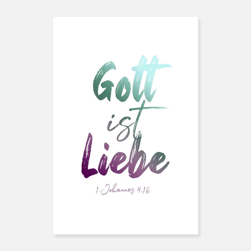 Gott ist Liebe Zitat - Poster 40x60 cm - Weiß