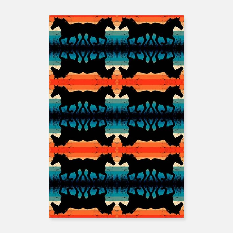 Motifs cheval silhouette coucher du soleil Poster 40 x 60 cm